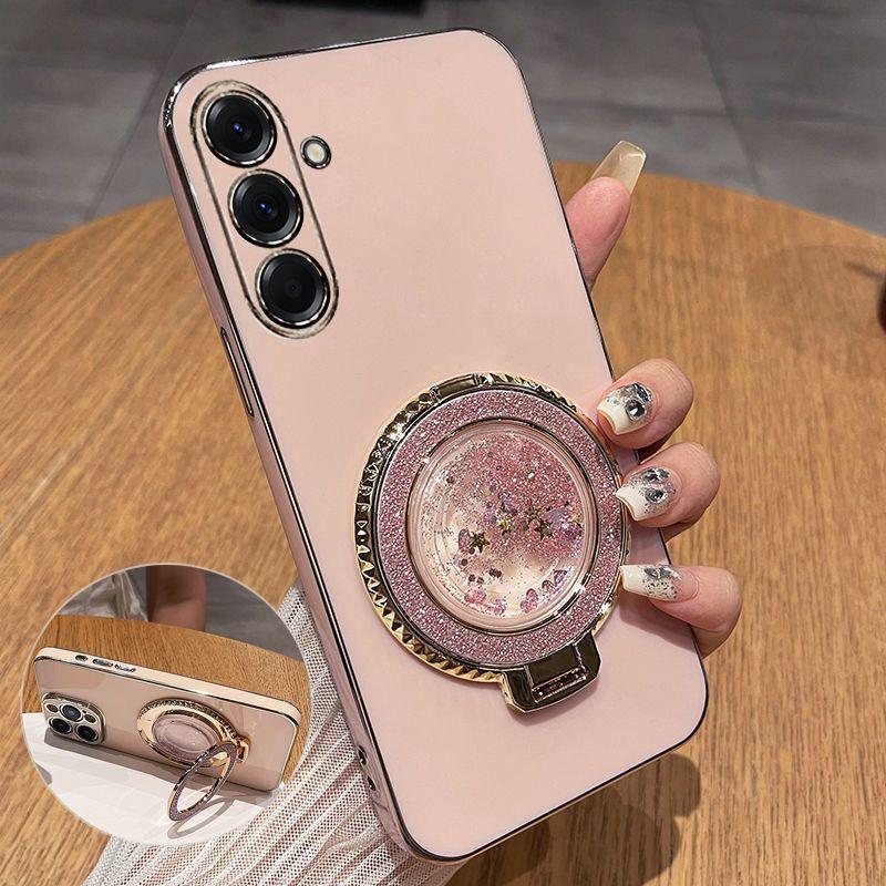 For Samsung A56 Quicksand Bracket Electroplated Phone Case for Samsung A56 A36 A26 A16 A06 A55 A35 A25 A15 A05 S A 54 53 73 Case