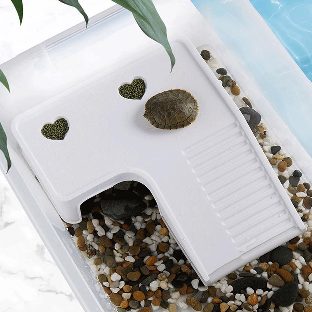 1PC Plastic Turtle Climbing Ramp with Multifunctional Sun Drying Platform Feeding & Hiding Shelter for Pet Fish Tank Box Turtles