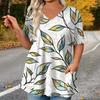 Women's Fashion Plus Size Printed Short Sleeve Blouse For Elegant Commuting And Casual Wear
