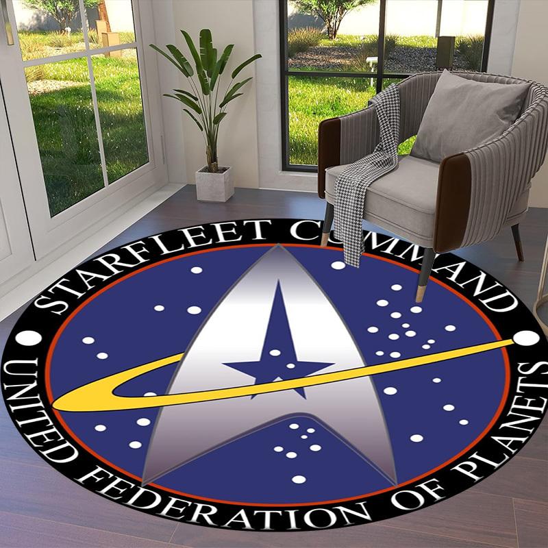 1pc Starfleet Command Emblem Round Carpet, Made of Polyester,Perfect for Decorating Office Chairs, Living Rooms,fplt202
