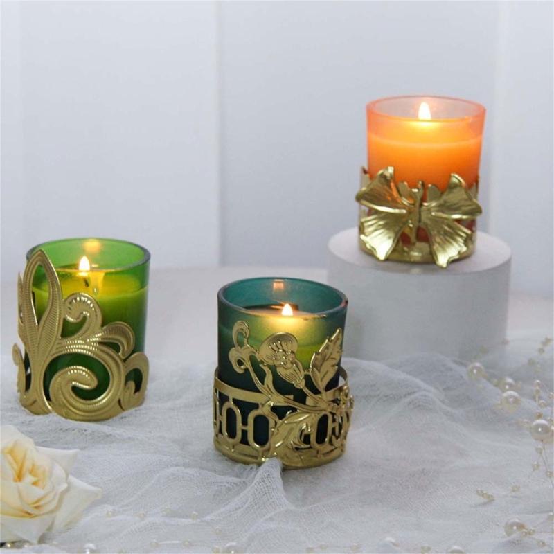Elegant Hollowed Out Tealight Holder Metal Candlestick Candlestand Wrought Iron Candle Holder Cup for Home Table Decors