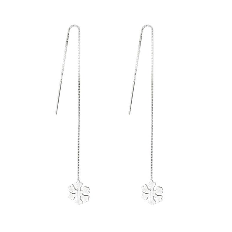 Korean Style Minimalist Tassel Snowflake Earrings for Women - Handmade Christmas Gift