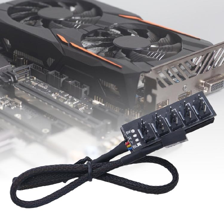 PC Fan Adapter Hub with 5 PWM Connection Splitter Port for Multiple Cooling Fan Control Adjustable