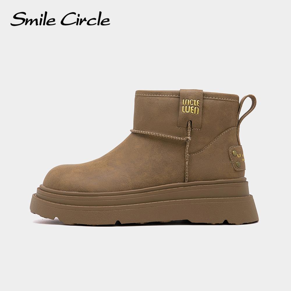 Genuine Leather Women Snow Boots Warm Wool Thick Bottom Boots Fashion Comfortable Casual Boots