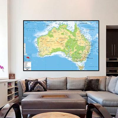 Mapa inglês Mapa da Austrália Mapa geográfico Decoração de parede Plano de fundo Sala de estar Estúdio de estudo em casa Suprimentos decorativos Quadro pendurado