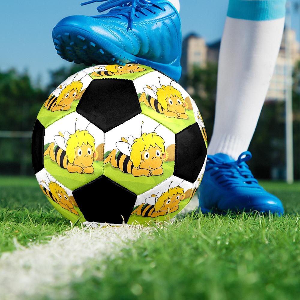 Bees and Maya Indoor Soccer Ball Colorful Machine Stitched PVC Size 5 Team Training Competition Ready Durable High-Bounce Cool Sports Gift