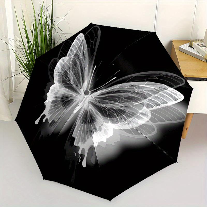 1pc Butterfly Print Automatic Umbrella - 8-Rib Foldable Design, Outdoor Adventures, and Family Celebrations yy250829032