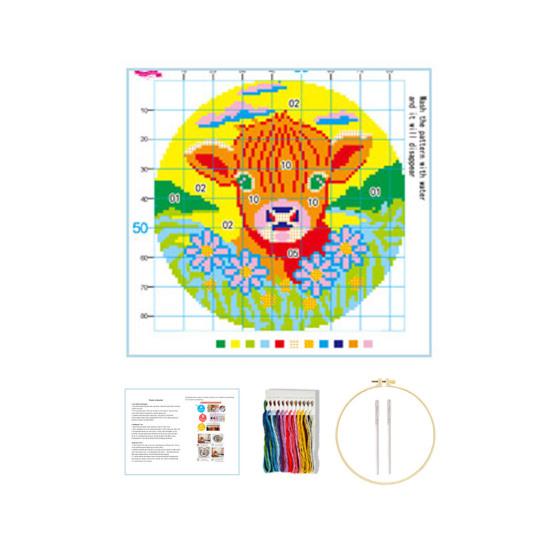 Embroidery Starter Kit for Beginners Cross Stitch Set with Floral Animal Landscape Patterns Pre-Printed Fabric Threads Needles Instructions DIY Craft