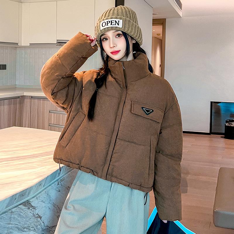 

Зимняя новинка женская вельветовая куртка с воротником-стойкой, хлопковая одежда с длинными рукавами, куртка, хлебная одежда, теплая хлопковая одежда XL темно-коричневого