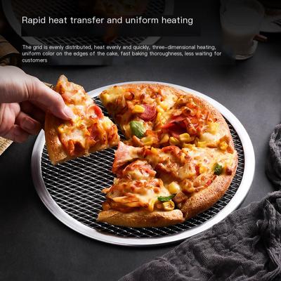 8-13 Zoll wiederverwendbare antihaftbeschichtete Pizza-Siebpfanne, nahtloses Netz aus Aluminiumlegierung, Backformen, Küchenwerkzeuge, rundes Pfannkuchen-Pizza-Gebäckblech