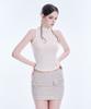 Akeumeseodeu Mock Neck Rib Sleeveless Top (Beige)