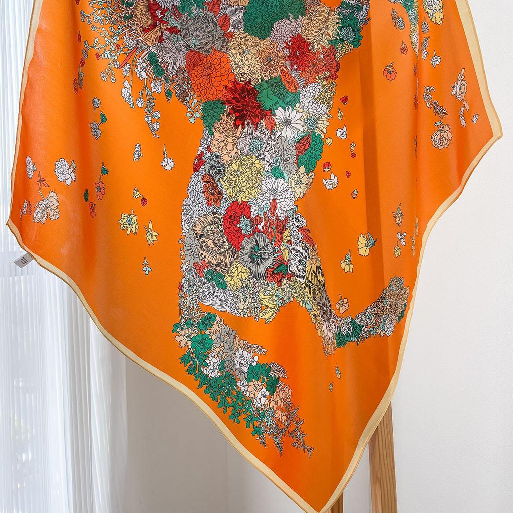111% Mulberry Silk 71 Square Scarf, New Sky City Professional Decorative Scarf, Commuting To Work Versatile Silk Scarf