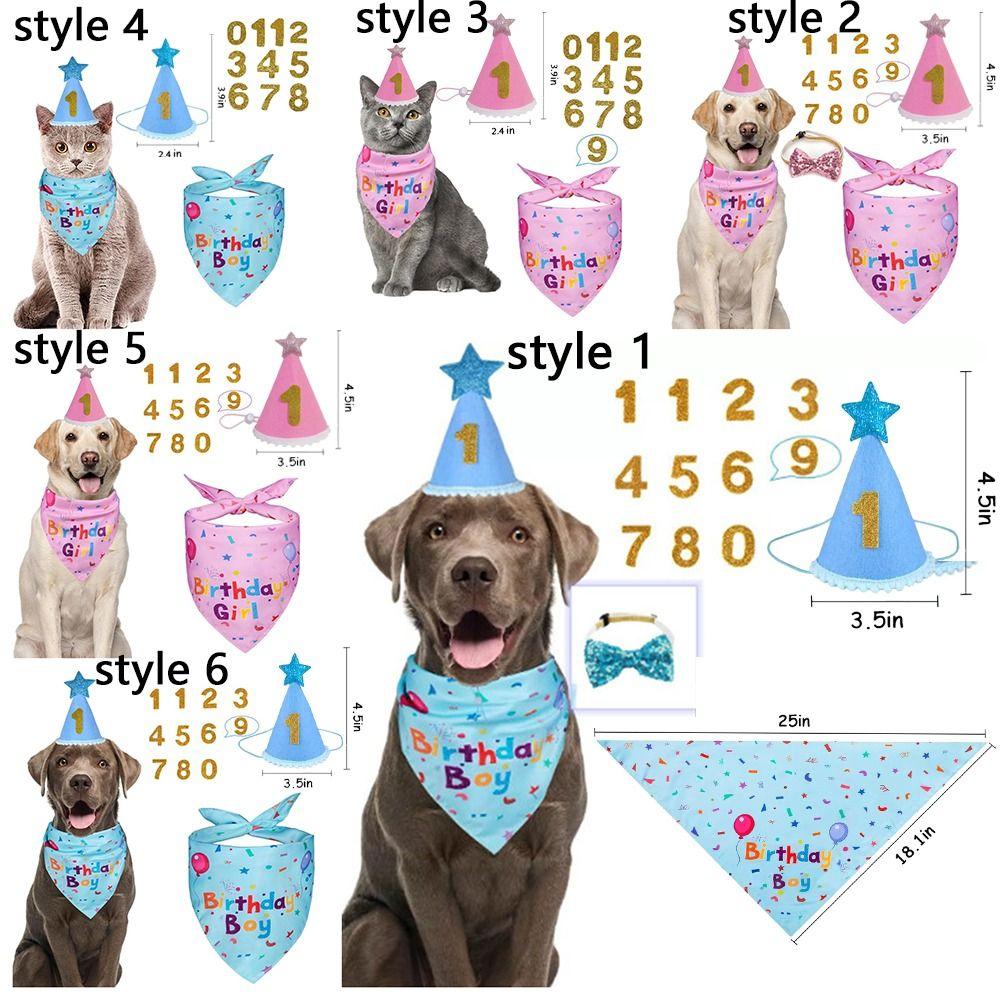 Adjustable Pet Birthday Caps Cute Dog Birthday Bib Cat Triangle Scarf  Puppy Costume