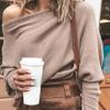 Women Sweater Off Shoulder Raglan Sleeve Pullover Knitted All Match One Shoulder Top for Daily Wear