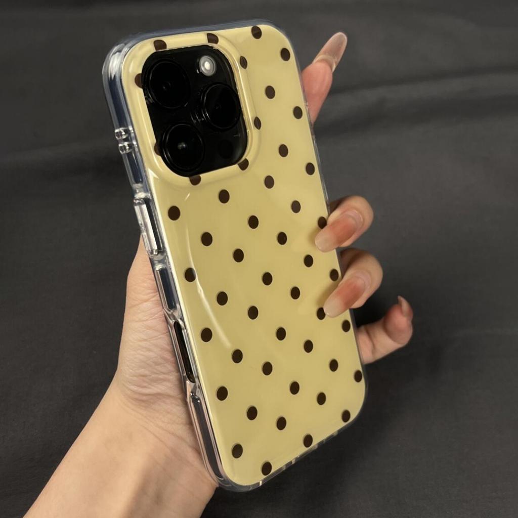 Simple Cute Polka Dot Glossy Jelly Shockproof Phone Case For iPhone 17 Air 11 12 13 14 15 16 Pro Max IMD Shockproof Cases Capa