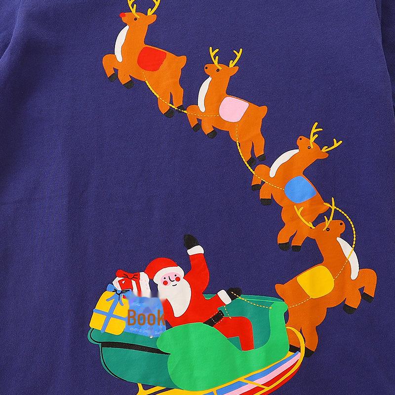 European & American Style Santa Claus Print Long-Sleeve Cotton T-Shirt for Boys - Stylish Baby Top