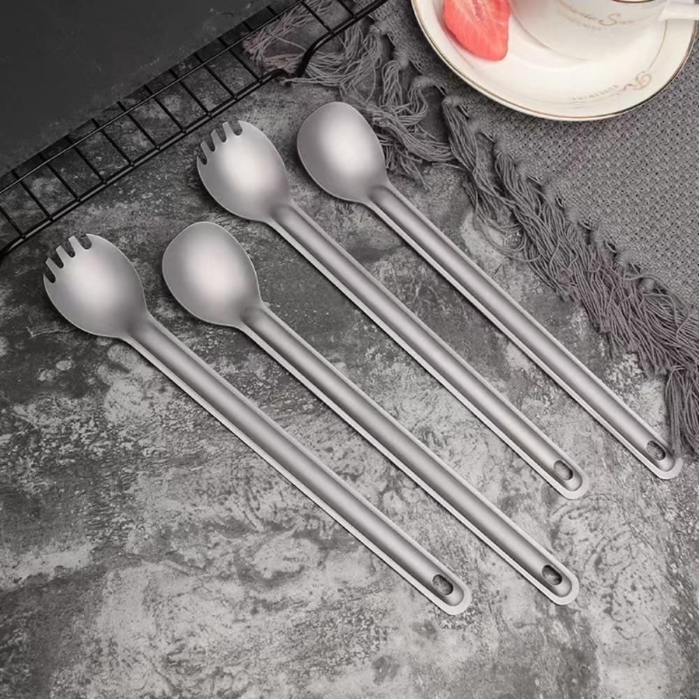 2 Piece Corrosion-resistant Titanium Cutlery Set Ultralight Outdoor Dinnerware Set  Salad