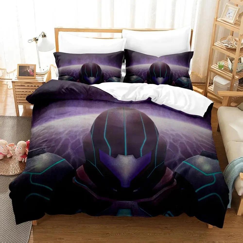 Metroid Prime Corruption Bedding Set Boys Girls Twin Queen Size Duvet Cover Pillowcase Bed Kids Adult Fashion Home Textileextile