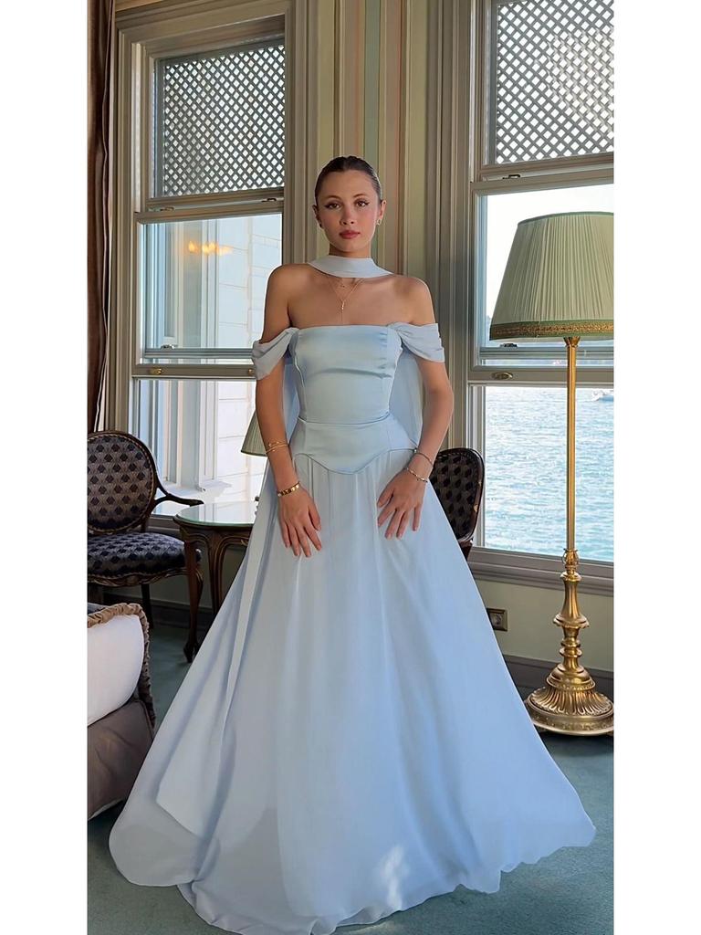 Rochie de seară elegantă cu mânecă scurtă, care accentuează talia, pentru femei