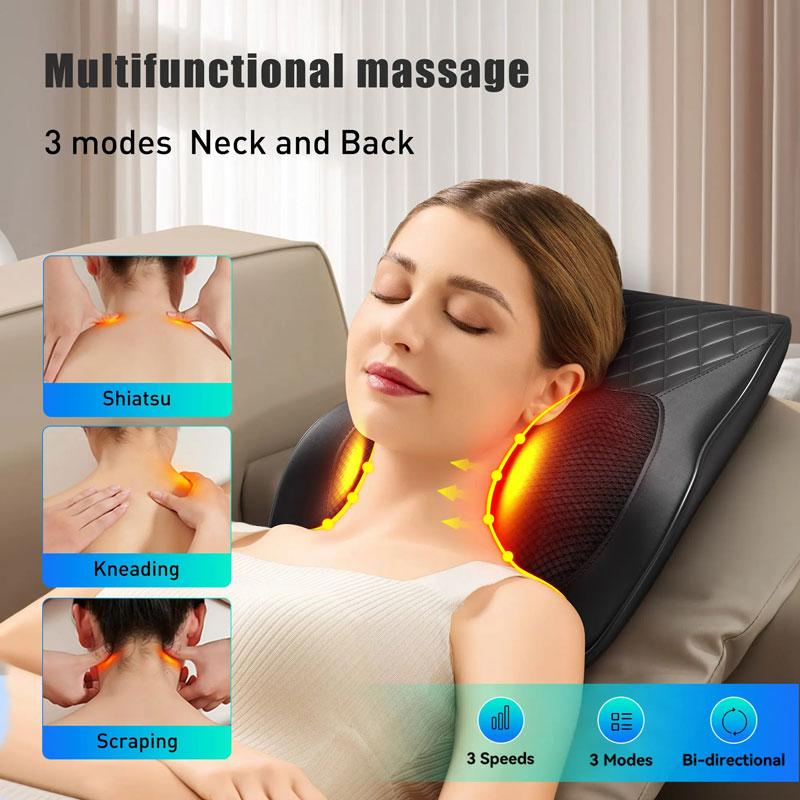 Nackkuddemassageapparat 3 hastighetsjustering Vibrationsvärmemassagemaskin kan användas för att slappna av axlar, nacke och ryggmuskler