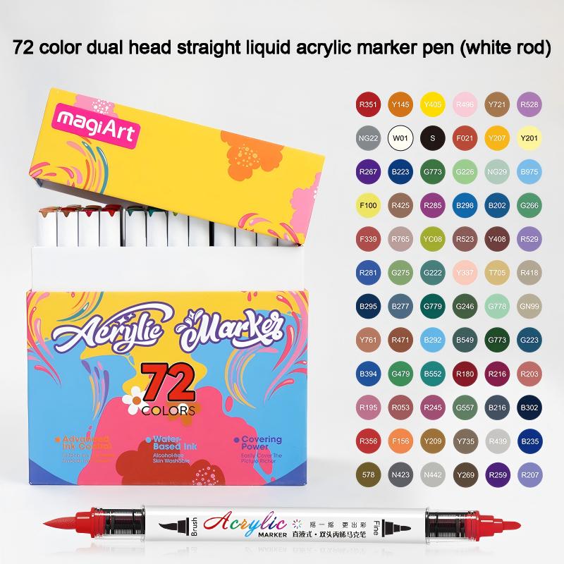 72 Color Dual-side Writing Double Head Direct Liquid Acrylic Non-Erasable Marker Pen Set Stackable Art Special Drawing Pen