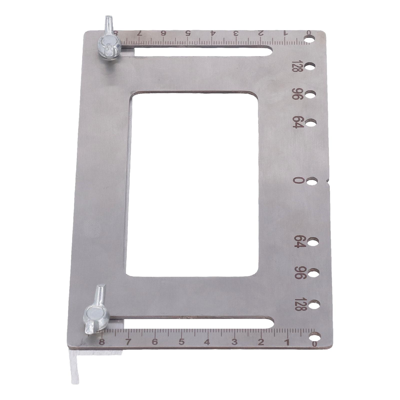 

Кондуктор для мебельной фурнитуры из нержавеющей стали, локатор для пробивки отверстий под ручки, с регулируемым винтом, серебристый