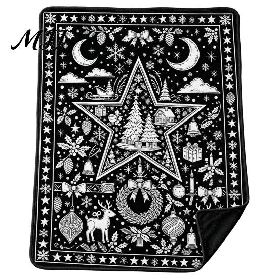 Unique Creative Celebration Gifts Christmas DIY Coloring Blanket for Adults And Kids, Color Your Own Blanket, 59" x 51" Soft Cozy Polyester