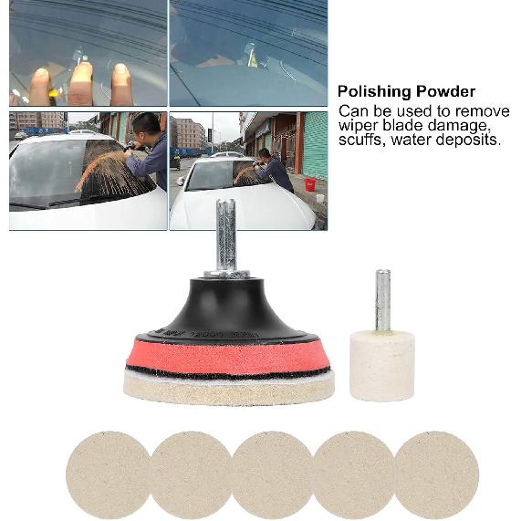 Cerium Oxide Glass Scratch Remover, Windshield Scratch Remover, 100g Cerium Oxide Powder Polishing Kit Wheels Set Polish Pads, Glass Polishing Kit