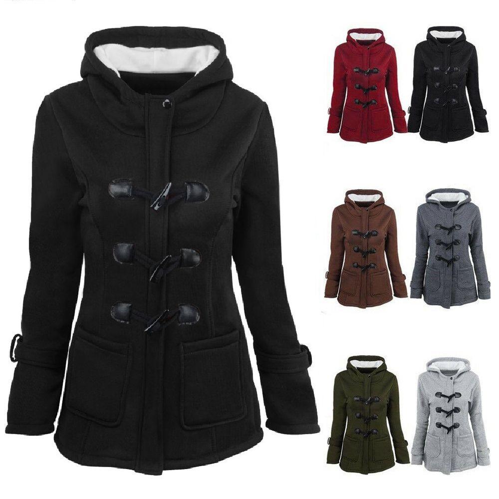 Elegant Women Trench Parka Hooded Coat Jacket Outwear Winter Warm Long Overcoat