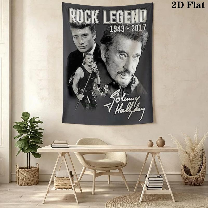 Johnny Hallyday Rock Legend Remembered Tapestry Background Cloth Fashion Print Christmas Gift Work Of Art Background Wall Hanging Cloth