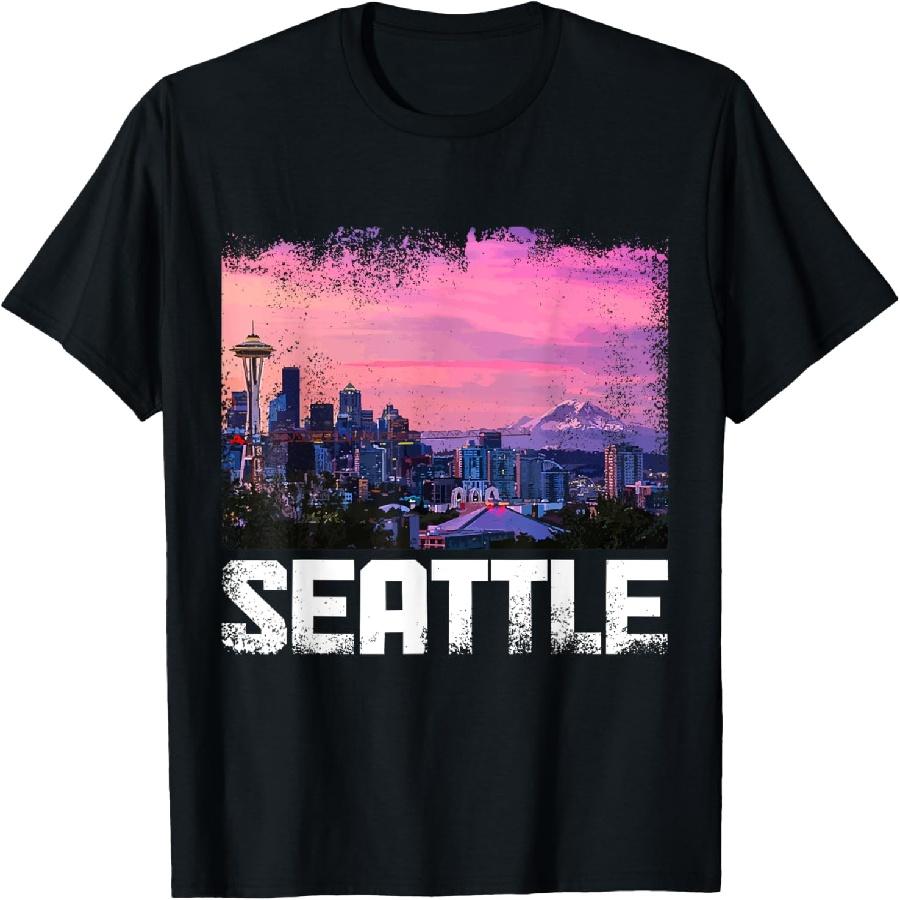 Seattle Washington Skyline PNW Vintage Pride T-Shirt S