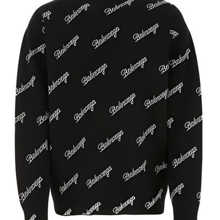 Balenciaga All Over Script Logo Knit Sweater 'Black' Men's 646493T41121070