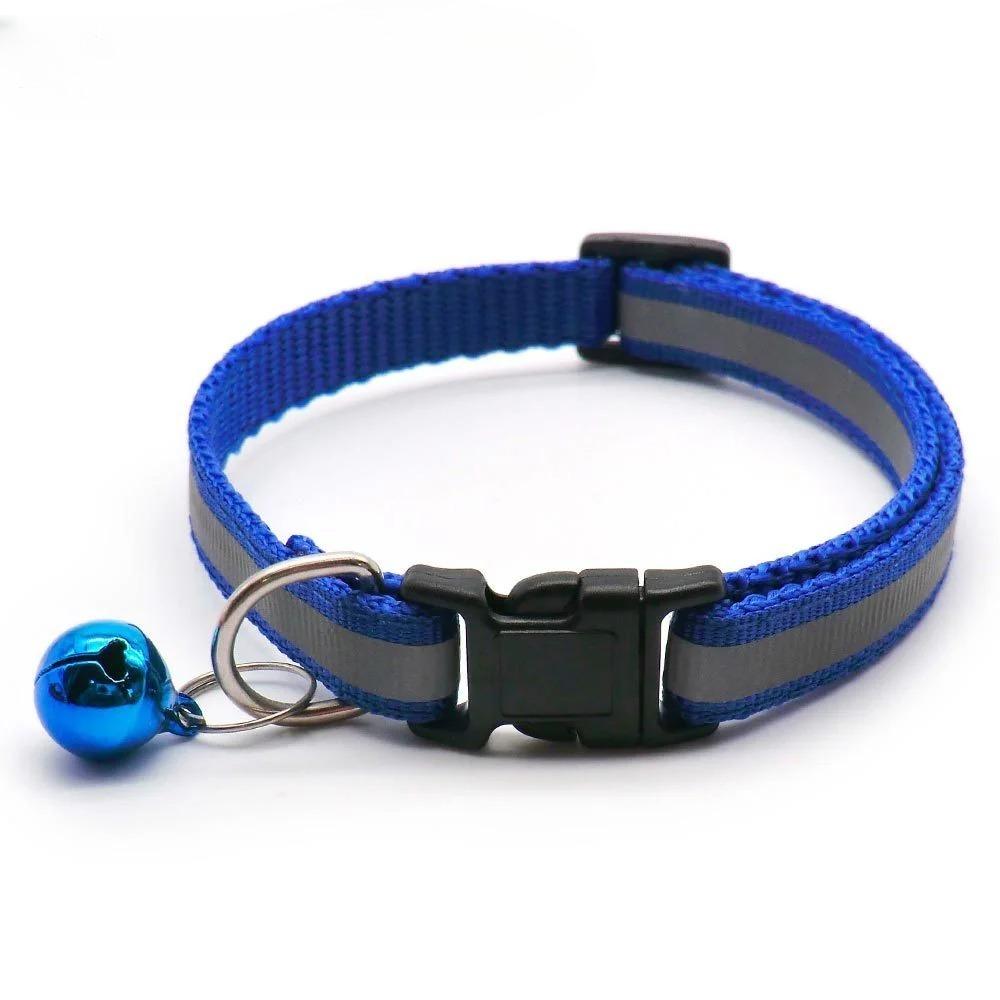 

1PC Reflective Adjustable Cats And Small Dogs Collars With Bells, High Visibility Safety Design, For Cats & Small Dogs Daily Use темно-синий