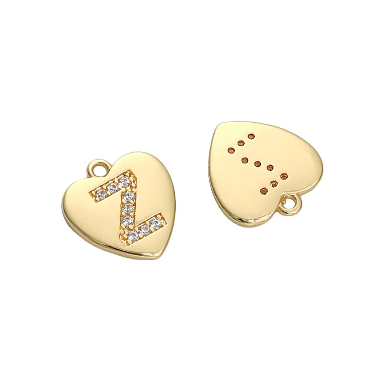 

Медь-цирконий, инкрустированное сердце, 26 букв, подвеска для изготовления ювелирных изделий своими руками, аксессуары для рукоделия Z