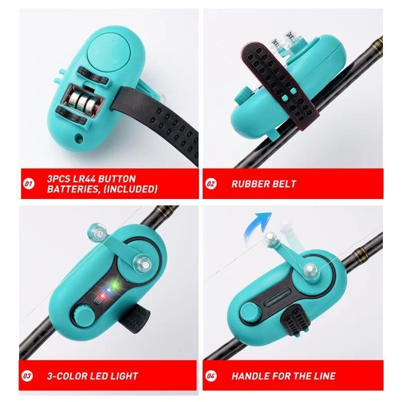 Electronic Fishing Bite Alarm Sound Light Alert Clip On Rod Tip for Night Fishing Bells Replacement Outdoor Tackle Gear