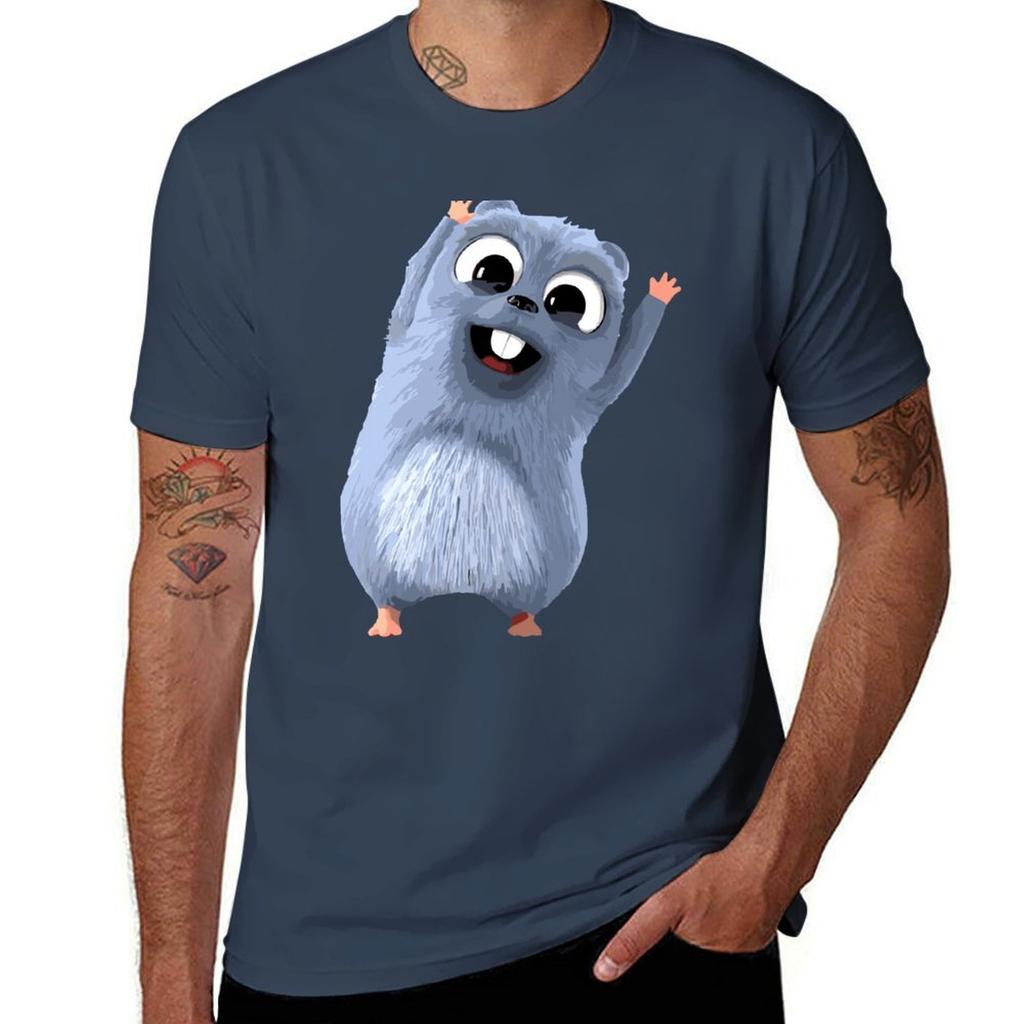 T-shirt Cartoon Felice Grizzy e Lemmings Stampa Estiva Manica Corta