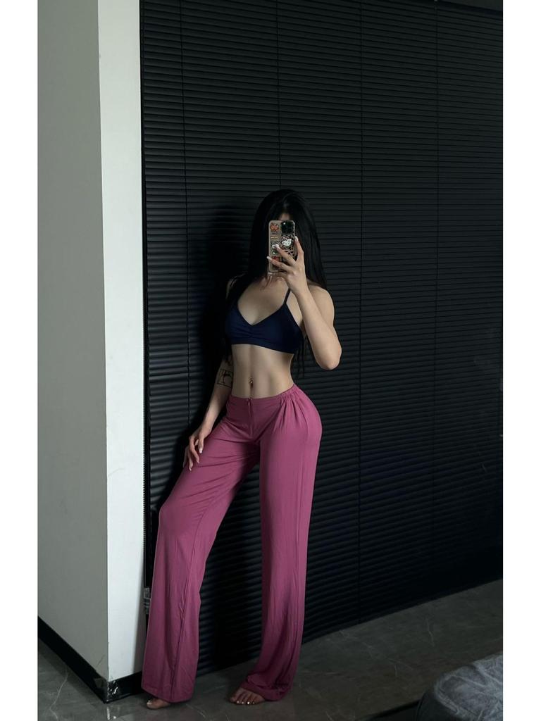 Latte Girl Zipper Draped Yoga Pants - Women's Straight Leg, Floor-Length, Super Comfortable Fitness Wear