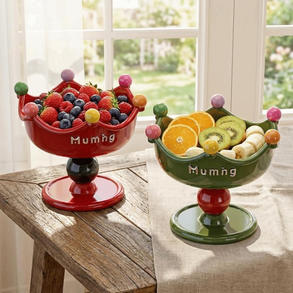 Plastic High-footed Fruit Plate Cream Style Double Layer Fruit Bowl for Living Room