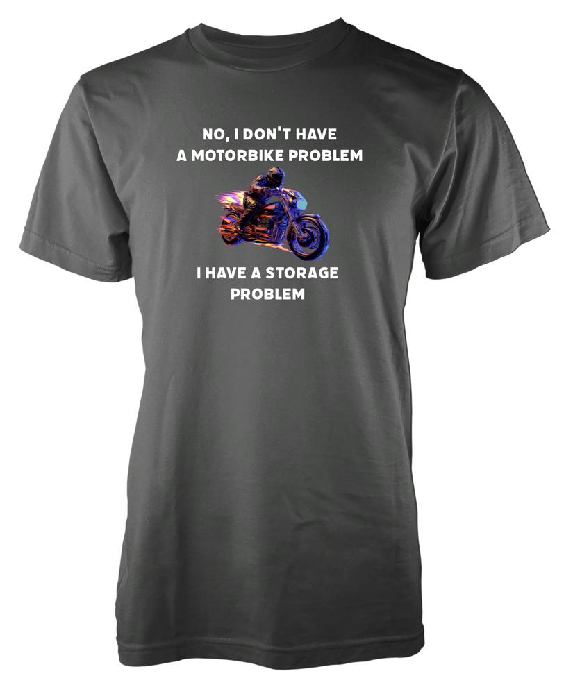 Free Personalisation Motorbike Storage Problem Funny Cotton TShirt Adult Kids