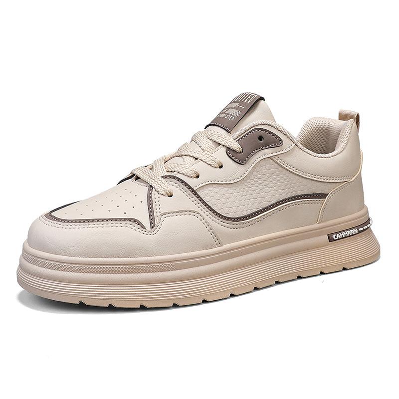 

Spring new thick-soled men s casual sports board shoes low-top leather wear-resistant youth trend simple men s shoes 44
