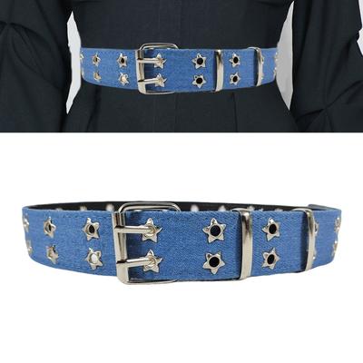 Fashionable Star Design Punk Waist Belt Men's Women's Jeans Belt with Metal Buckle for Music Festivals & Street Style