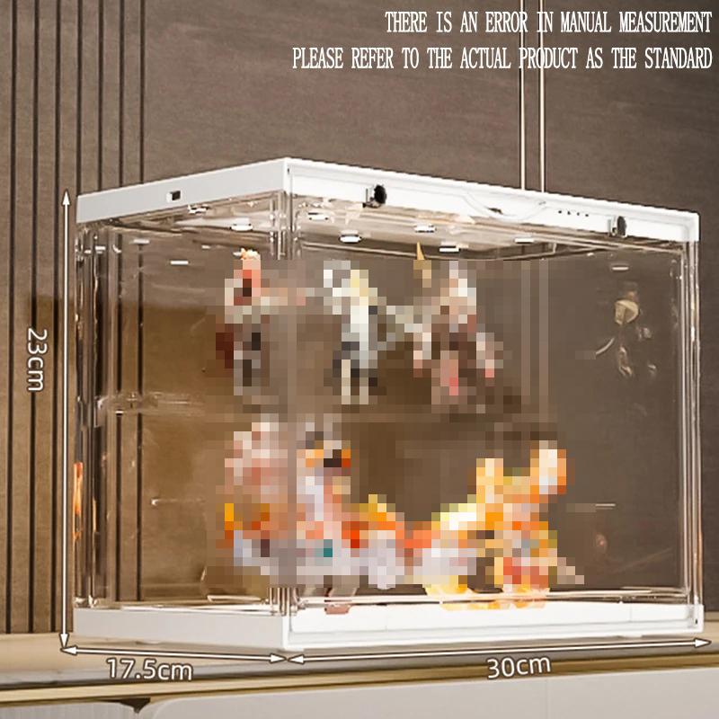 Vitrine Aufbewahrungsbox mit LED-Licht Weihnachtsimitat Acryl Transparent Ornamente Modell Spielzeug Vitrinen
