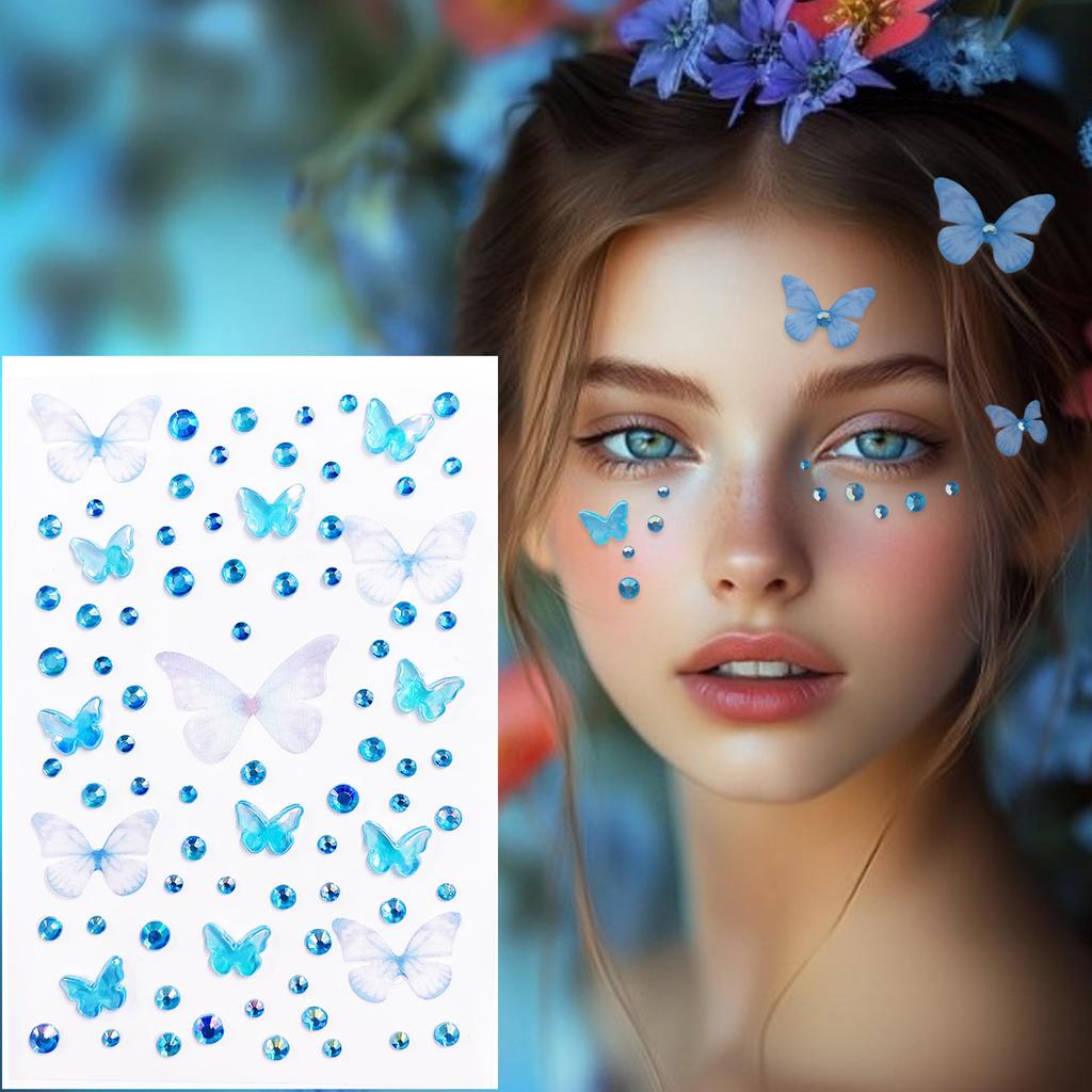 3D Strass Gezichtstattoo Stickers Voor Festival Glitter Make-up Sieraden Sticker Op Gezicht Kristallen Edelstenen Juwelen Diamanten Decoratie