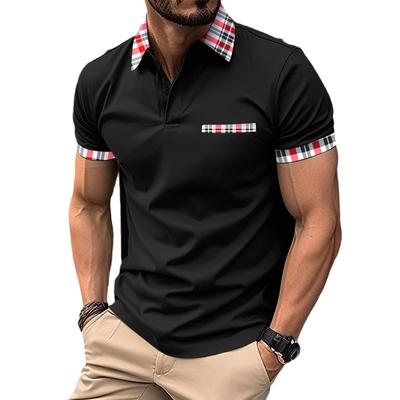 Summer Men Plus Size Plaid Polo Shirt Man Short Sleeve Casual Lapel Polos Shirts