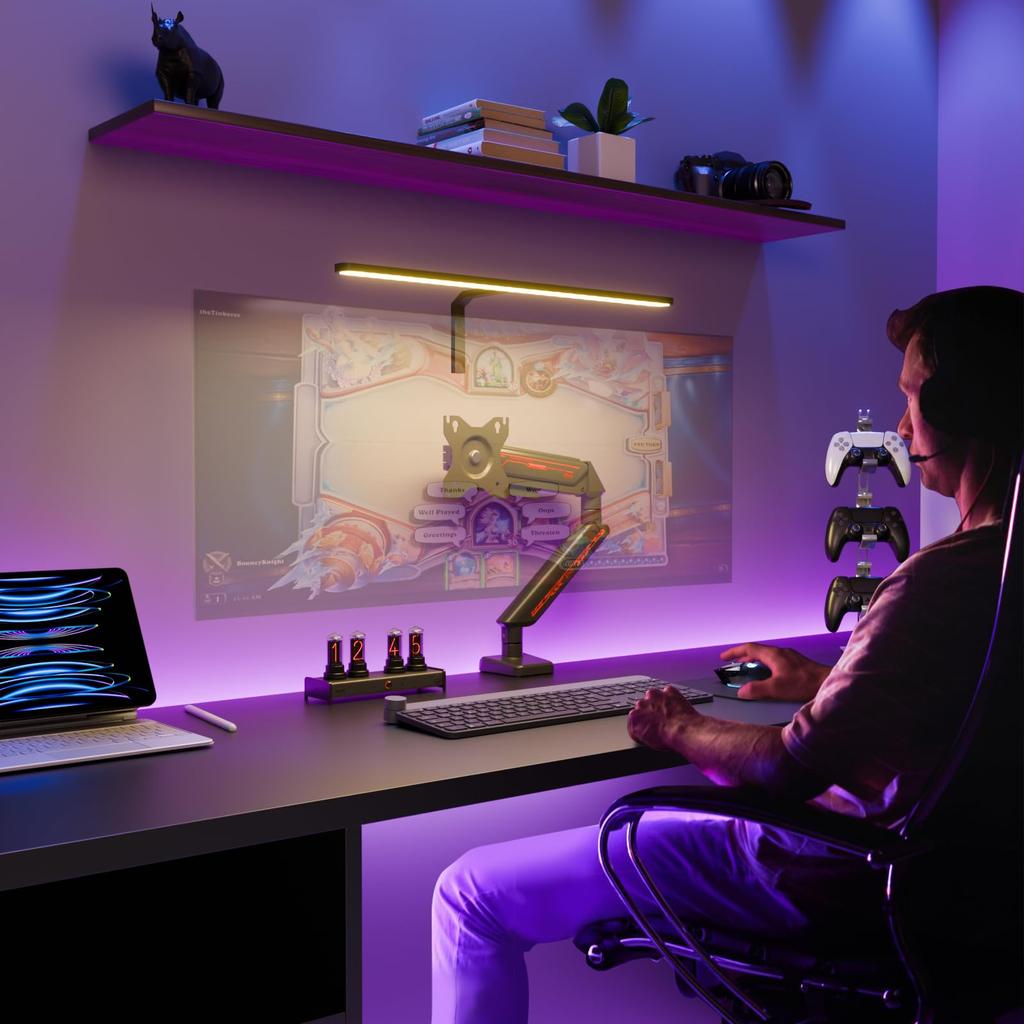 ETHU PC Monitor LCD Compatible with Inch Curved Monitor Gaming Monitor Gas VESA 9kg Weight Single Black Arm, Arm, 13-32 Monitors, Support, Stand,