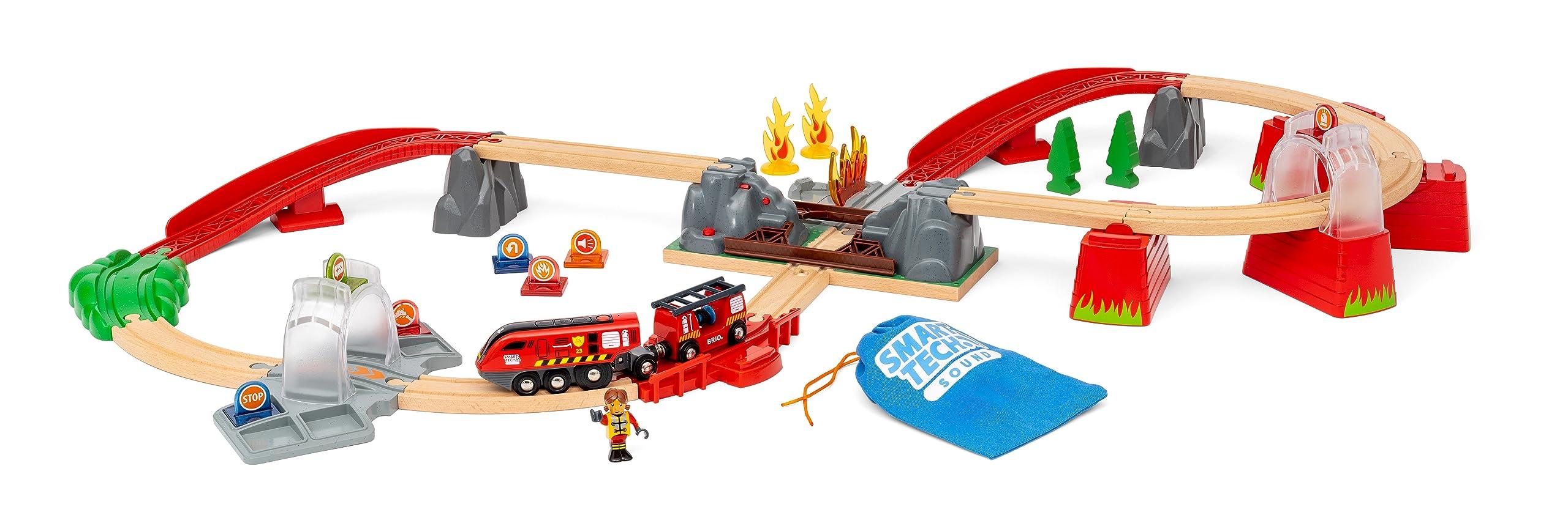 

BRIO Smart Tech Sound Rescue Set 36004 [41 Pieces] (Electric Train Toy with Wooden Tracks) Ages 3 and Up