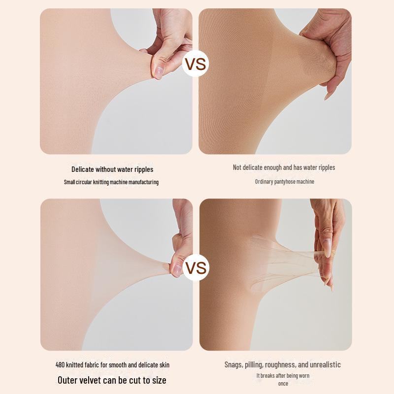 Women's Realistic Flesh-Colored Velvet Pantyhose - Thickened, Plus Size, Autumn/Winter Wear