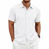 Men's Casual Shirts Textured Short Sleeve Button Down Shirt Summer Loose Fit Knit Tops for Men