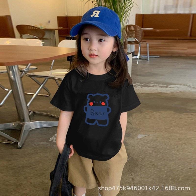 Kids Cotton Cartoon Short Sleeve T Shirt Summer Thin Loose Fit Boys Girls Base Layer Top