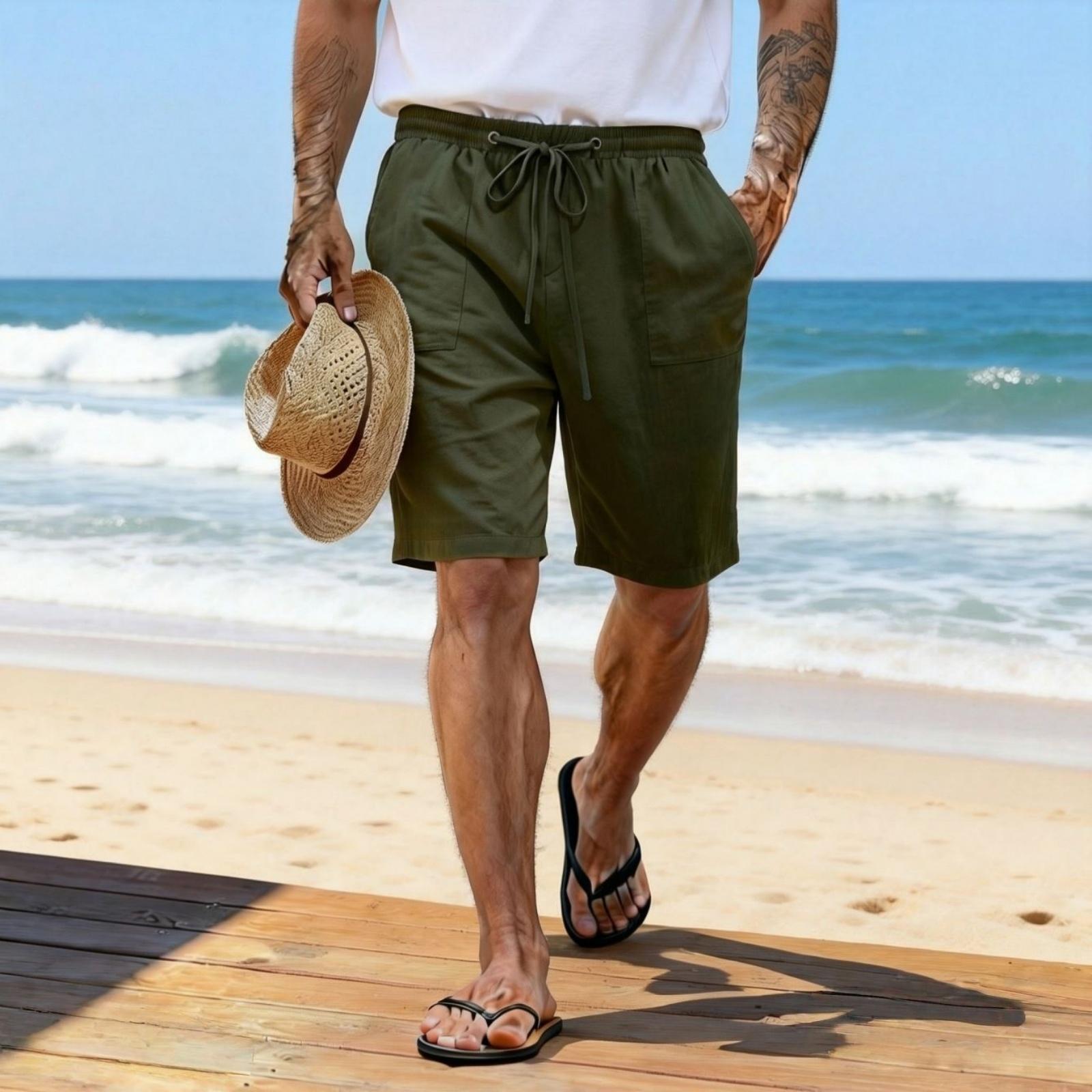 

Men s Fashionable, Lightweight, Breathable Sports Casual Shorts. Men s Cotton And Linen Beach Vacation Five-inch Length Shorts. L армия зеленый